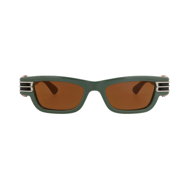 Bottega Veneta Square-Frame Injection Sunglasses — Green