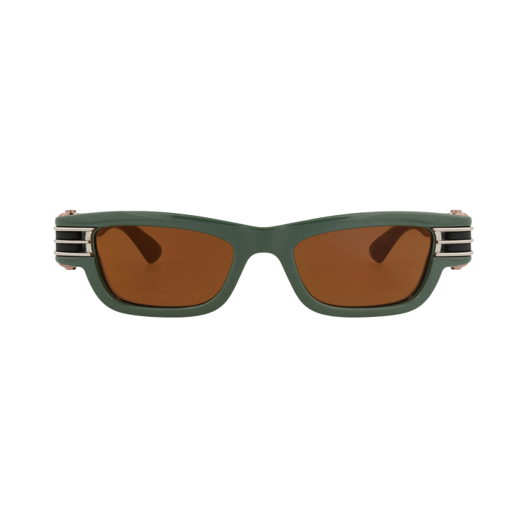 Bottega Veneta Square-Frame Injection Sunglasses — Green