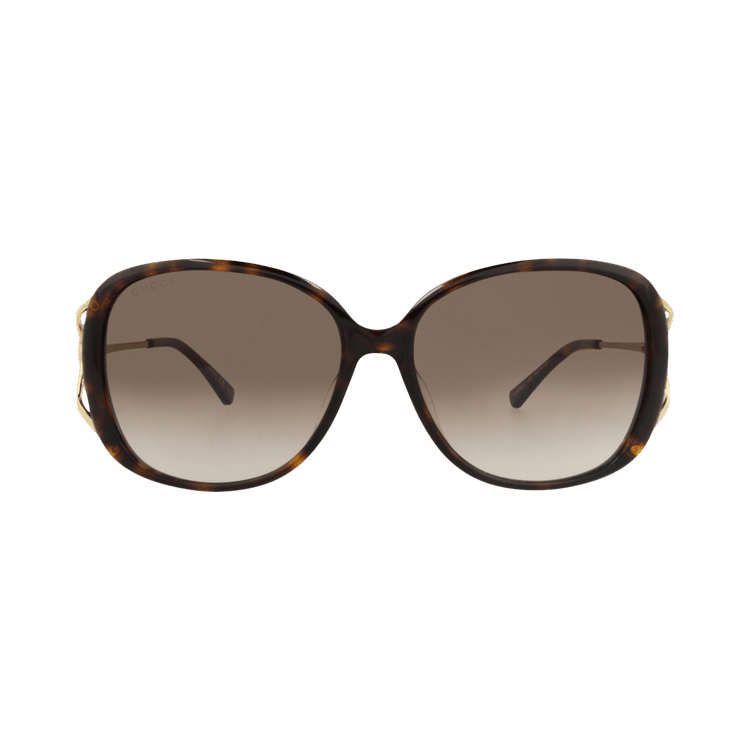 Gucci Round-Frame Acetate Sunglasses — Brown