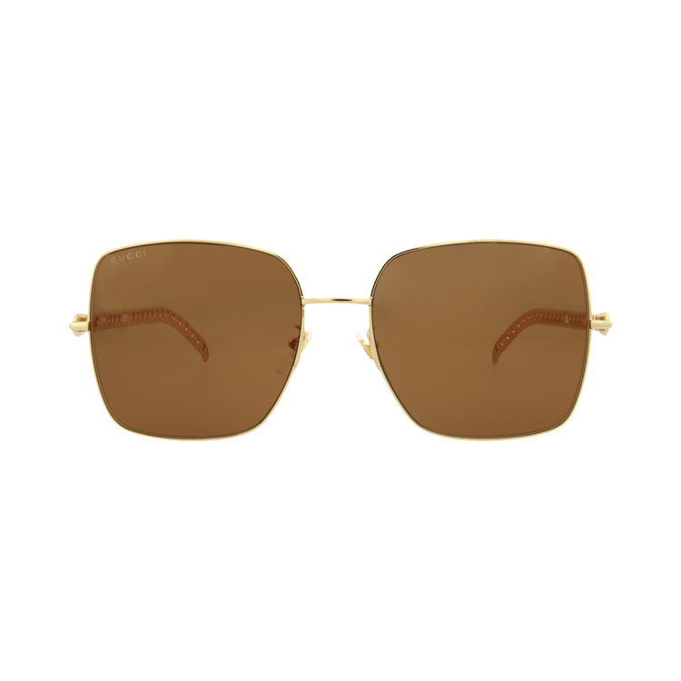 Gucci Square-Metal Frame Sunglasses — Gold
