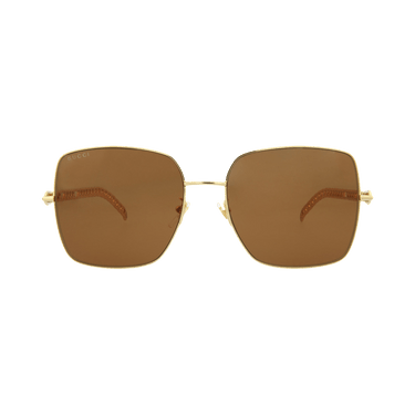 Gucci Square-Metal Frame Sunglasses — Gold