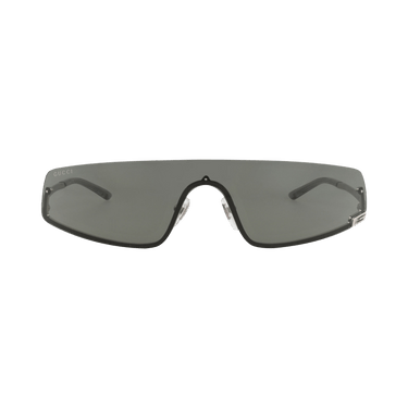 Gucci Shield-Frame Metal Sunglasses — Silver