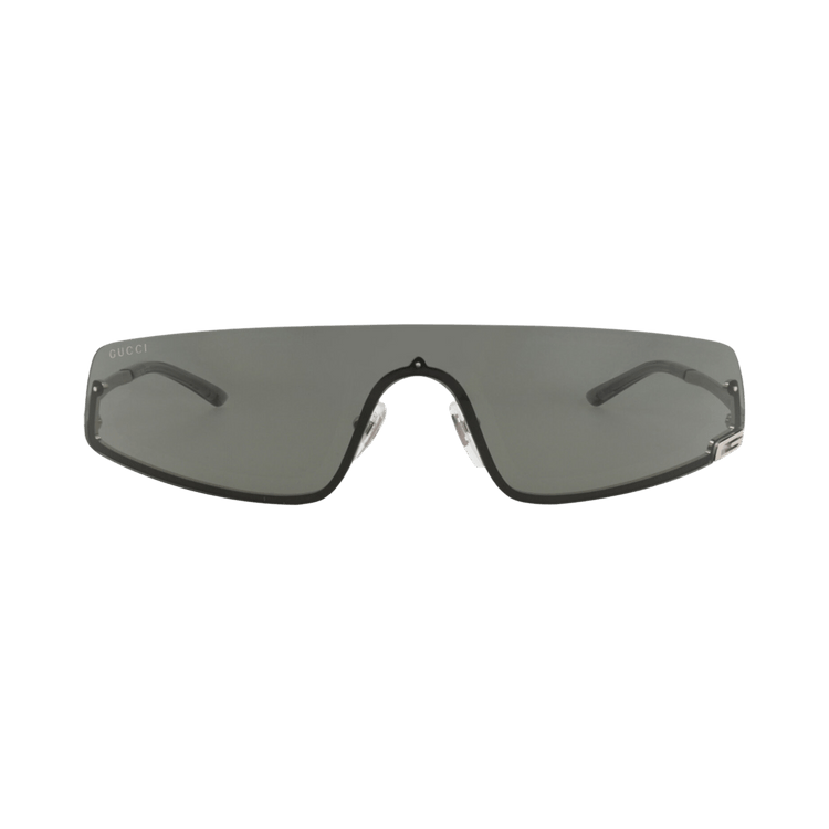 Gucci Shield-Frame Metal Sunglasses — Silver