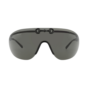 Gucci Shield-Frame Metal Sunglasses — Black