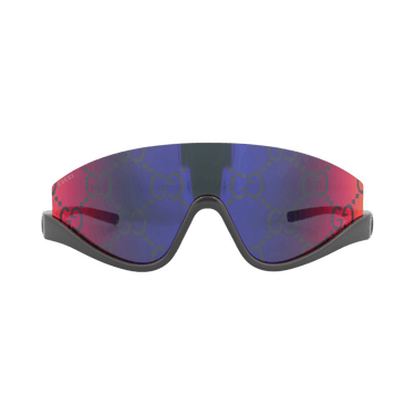 Gucci Shield-Frame Injection Sunglasses — Grey