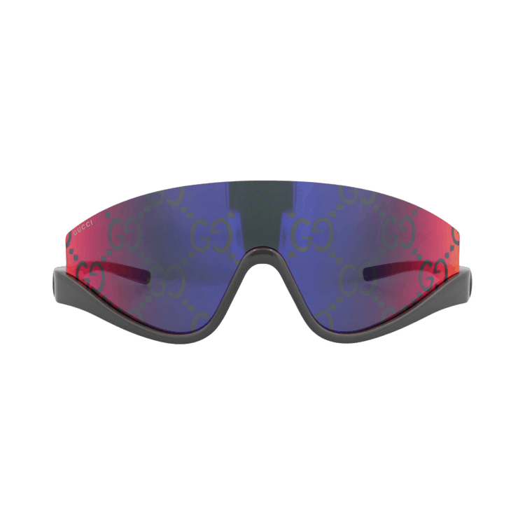 Gucci Shield-Frame Injection Sunglasses — Grey