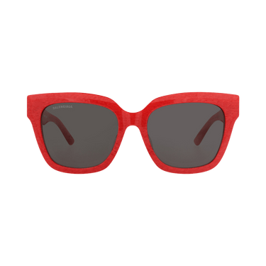 Balenciaga Square-Frame Acetate Sunglasses — Red