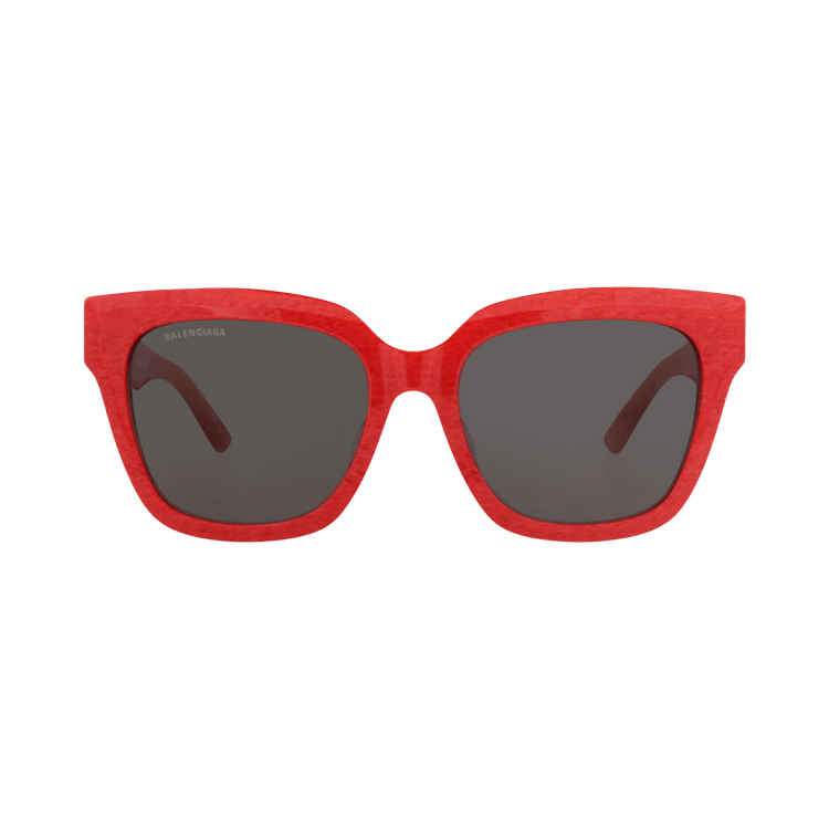 Balenciaga Square-Frame Acetate Sunglasses — Red