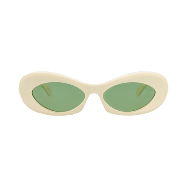 Valentino Round-Frame Acetate Sunglasses — Cream