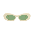 Valentino Round-Frame Acetate Sunglasses — Cream