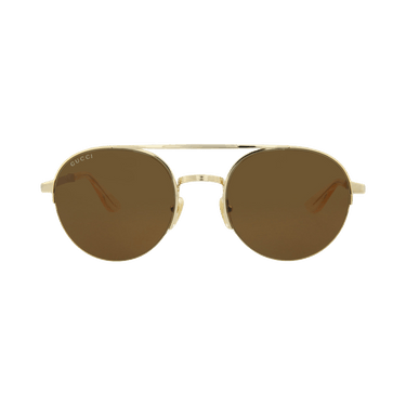 Gucci Round-Frame Metal Sunglasses — Gold