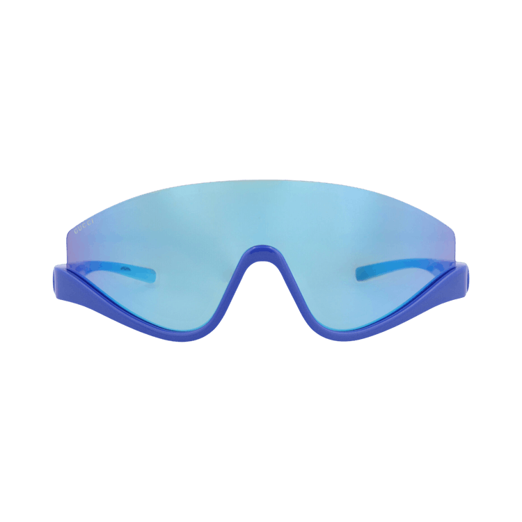 Gucci Shield-Frame Injection Sunglasses — Blue