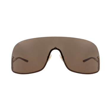 Gucci Shield-Frame Metal Sunglasses — Gold