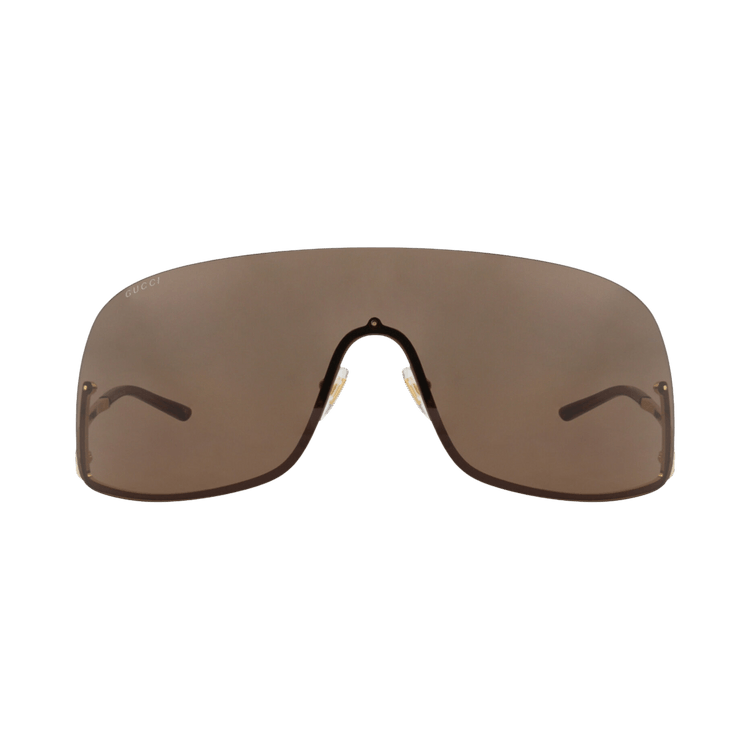 Gucci Shield-Frame Metal Sunglasses — Gold