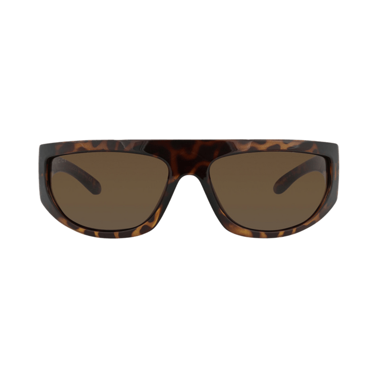 Gucci Shield-Frame Injection Sunglasses — Brown