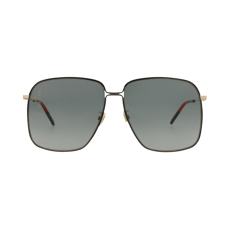 Gucci Square-Frame Metal Sunglasses — Gold