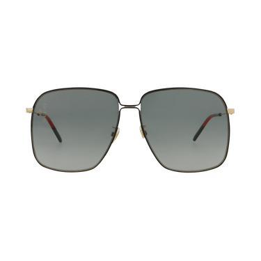 Gucci Square-Frame Metal Sunglasses — Gold