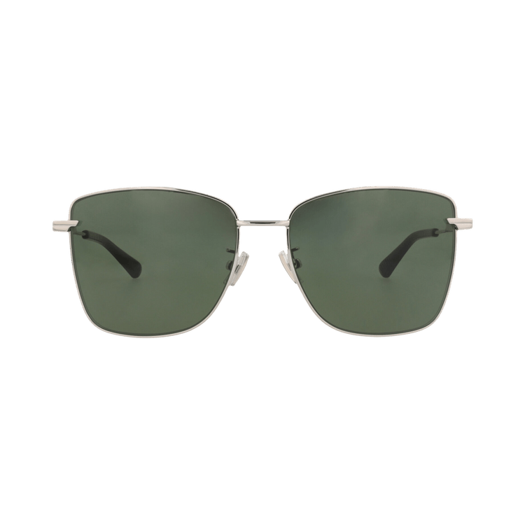 Bottega Veneta Square-Frame Metal Sunglasses — Silver