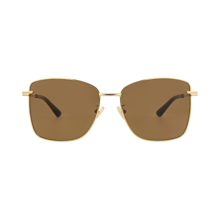 Bottega Veneta Square-Frame Metal Sunglasses — Gold