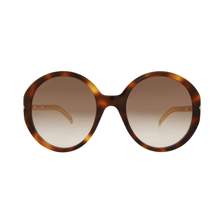 Gucci Round Acetate Frame Sunglasses — Brown