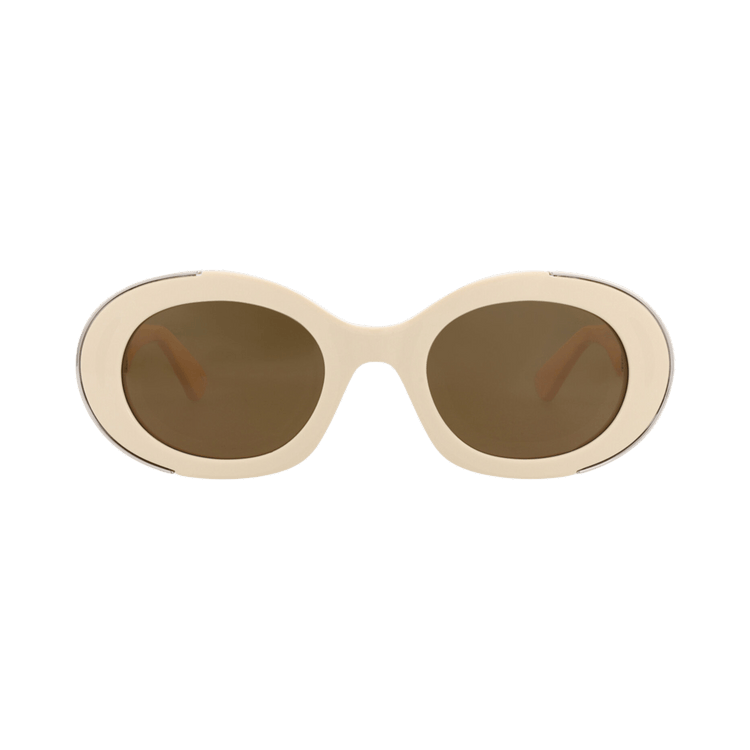Alexander McQueen Round-Frame Recycled Acetate Sunglasses — Cream
