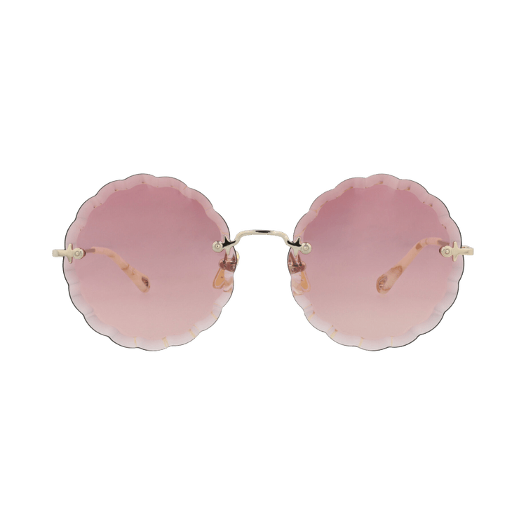 Chloé Round-Frame Metal Sunglasses — Gold
