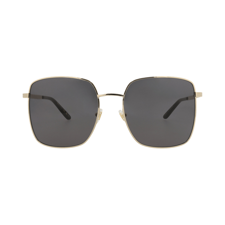 Gucci Square-Frame Metal Sunglasses — Gold