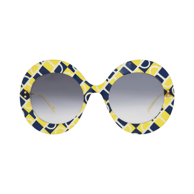 Gucci Round-Acetate Frame Sunglasses — Yellow