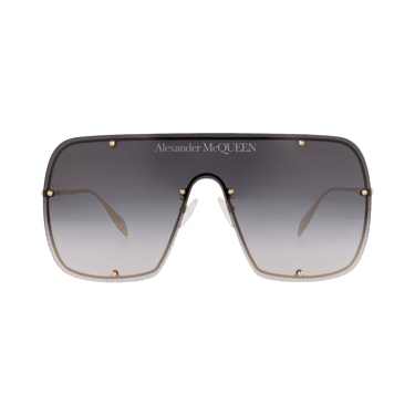 Alexander McQueen Shield-Frame Metal Sunglasses — Gold