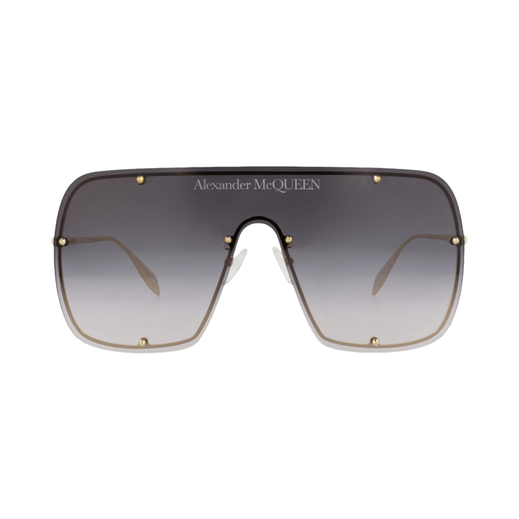 Alexander McQueen Shield-Frame Metal Sunglasses — Gold
