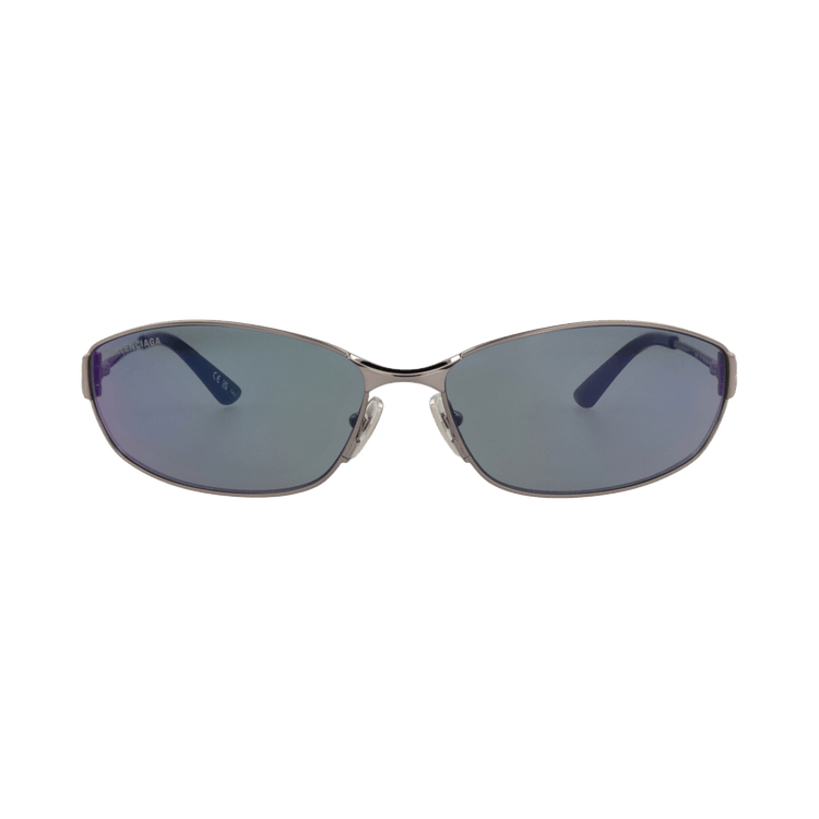 Balenciaga Square-Frame Metal Sunglasses — Silver