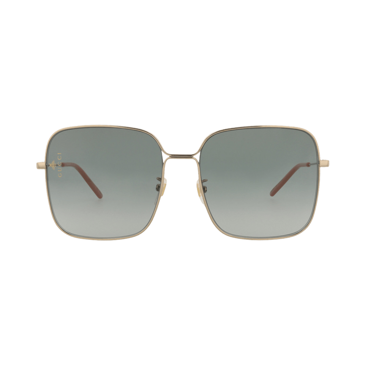 Gucci Square-Frame Metal Sunglasses — Gold