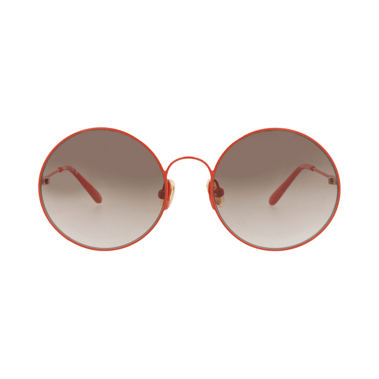 Chloé Round-Frame Metal Sunglasses — Orange