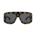 Gucci Shield-Frame Recycled Acetate Sunglasses — Black