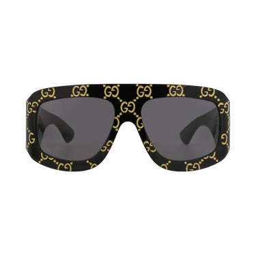 Gucci Shield-Frame Recycled Acetate Sunglasses — Black