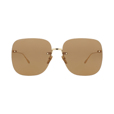 Gucci Square-Frame Metal Sunglasses — Gold