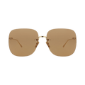 Gucci Square-Frame Metal Sunglasses — Gold