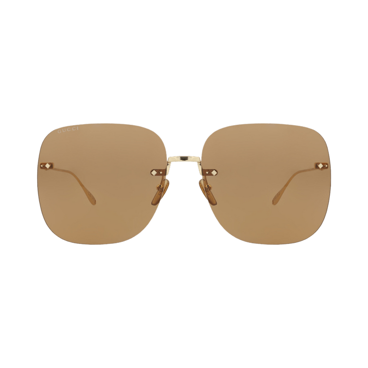Gucci Square-Frame Metal Sunglasses — Gold