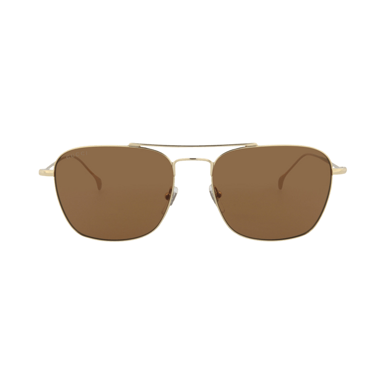 Gucci Square-Frame Metal Sunglasses — Gold