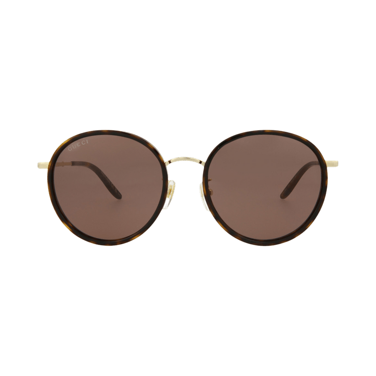 Gucci Round-Frame Acetate Sunglasses — Brown