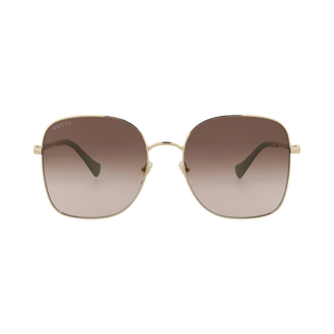 Gucci Square-Frame Metal Sunglasses — Gold