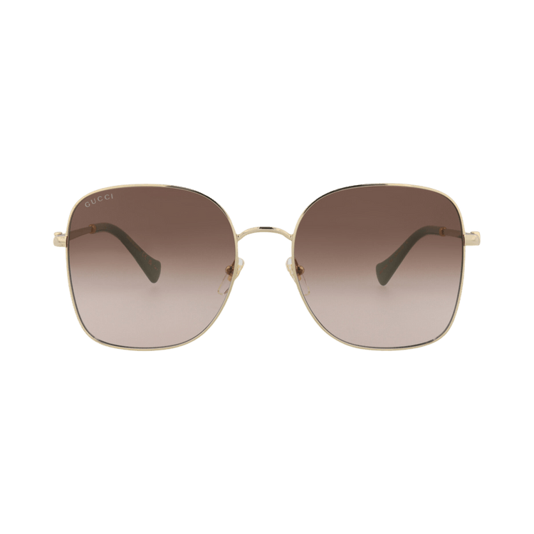 Gucci Square-Frame Metal Sunglasses — Gold