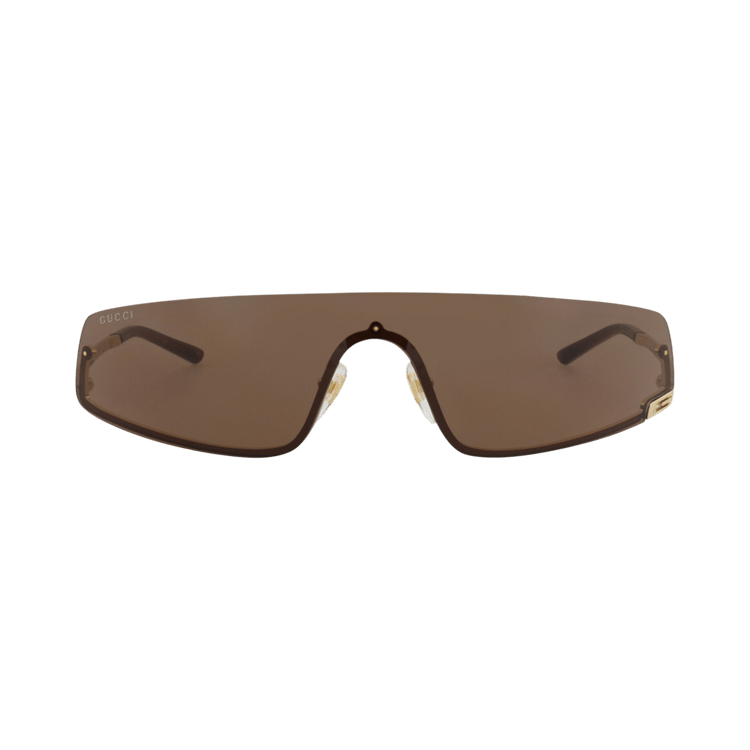 Gucci Shield-Frame Metal Sunglasses — Gold