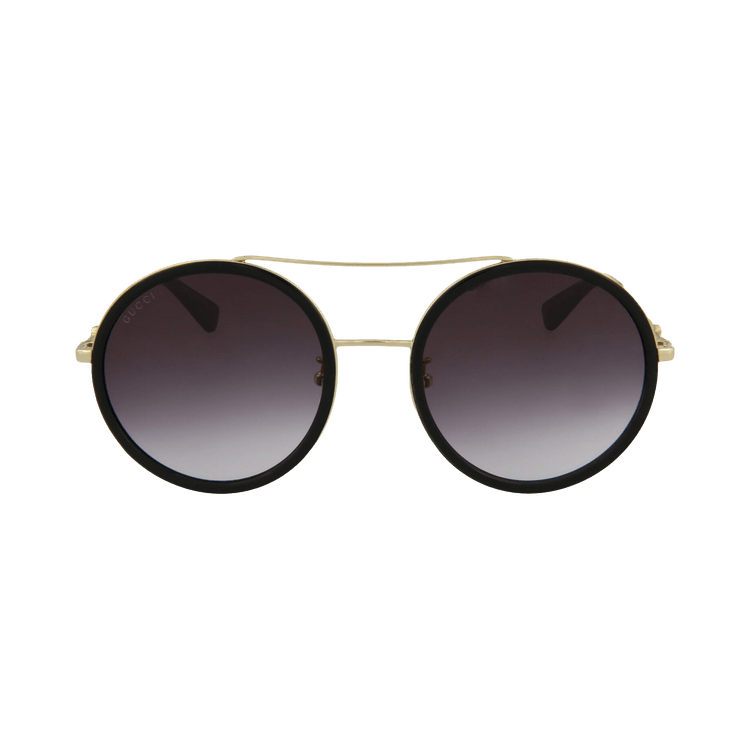 Gucci Round-Frame Metal Sunglasses — Black