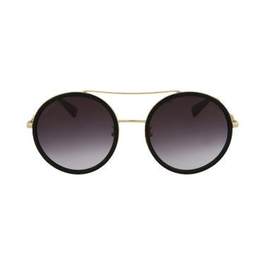 Gucci Round-Frame Metal Sunglasses — Black