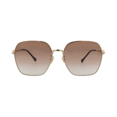 Gucci Square-Frame Metal Sunglasses — Gold