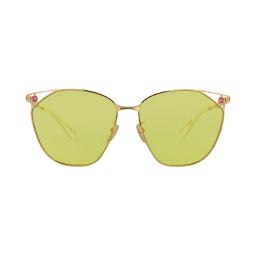 Gucci Cat Eye-Frame Metal Sunglasses — Gold