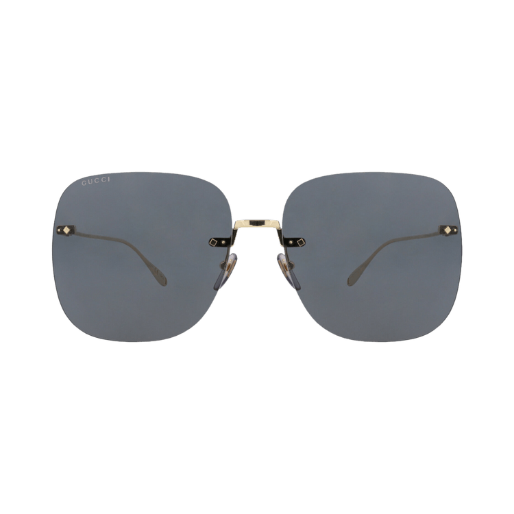 Gucci Square-Frame Metal Sunglasses — Gold