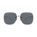 Gucci Square-Frame Metal Sunglasses — Gold