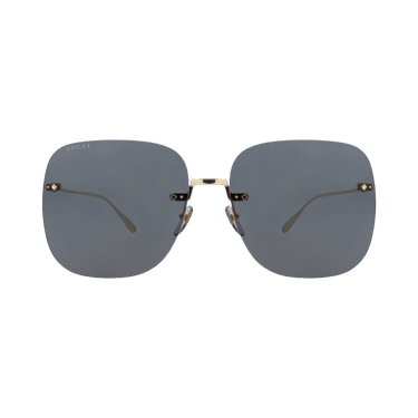 Gucci Square-Frame Metal Sunglasses — Gold